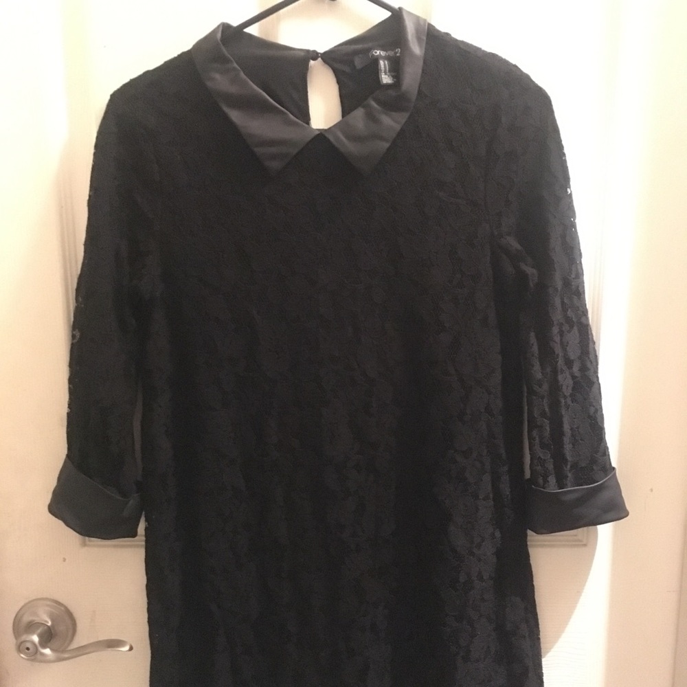 All Black Leather & Lace Wednesday Dress